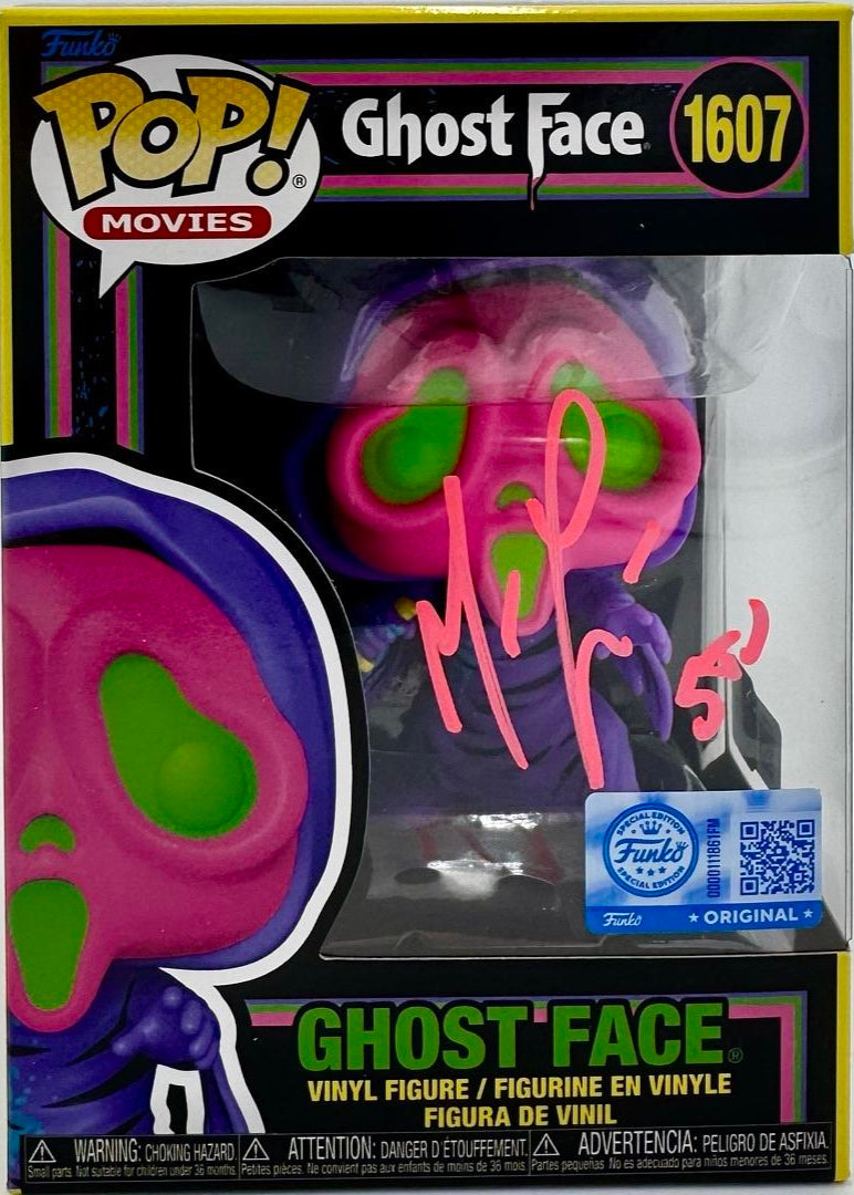 Matthew Lillard Signed Funko Pop #1607 Ghost Face Blacklight Variant (Scream) - OC Celebrity Marketing #02