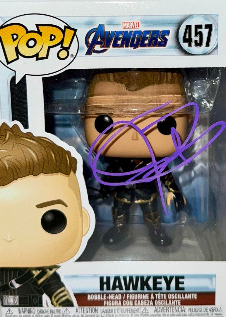 Jeremy Renner Signed Funko Pop #457 "Hawkeye" (Avengers) - Beckett COA