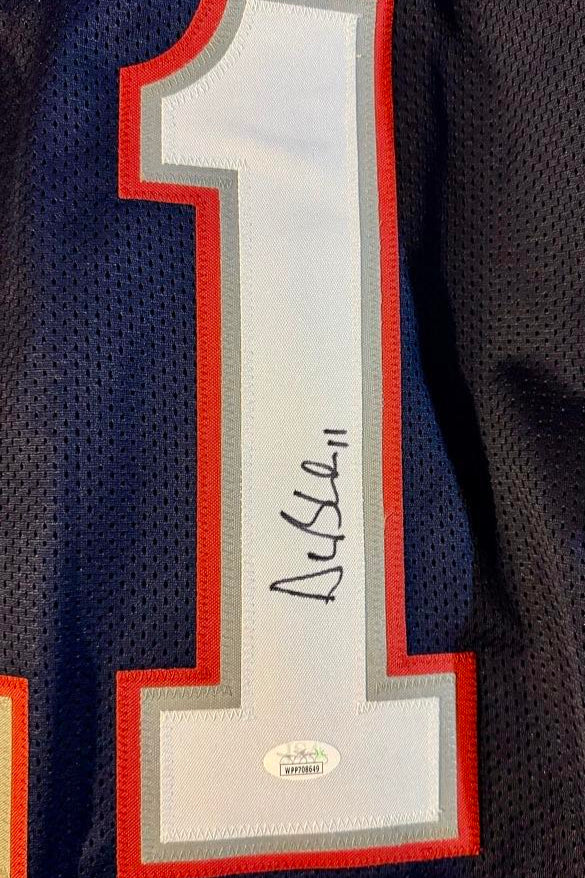 Drew Bledsoe Signed Patriots Custom Blue Jersey - JSA COA