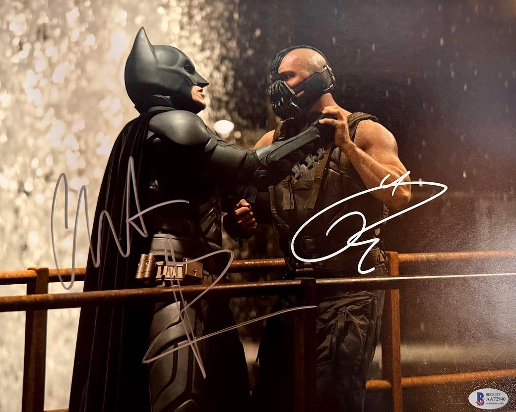 Christian Bale & Tom Hardy Signed 11x14 (Batman Dark Knight) - Beckett COA