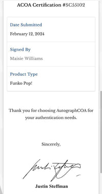 Maisie Williams Signed Funko Pop #79 Arya Stark (Game Of Thrones) *VERY RARE* - RACC ACOA