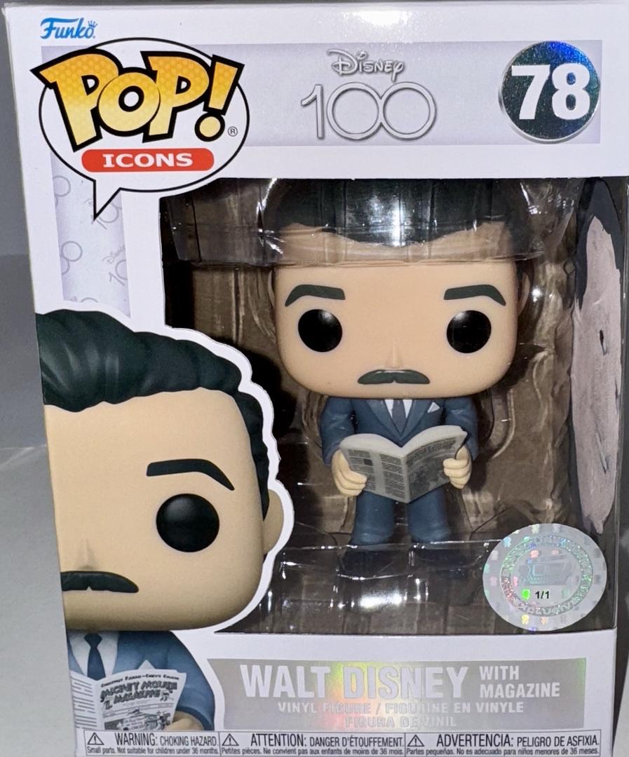 Walt Disney Funko Pop Icons Tone Rodriguez Artwork Sig Series #78 Limited "Walt w/Magazine" - 1 of 1