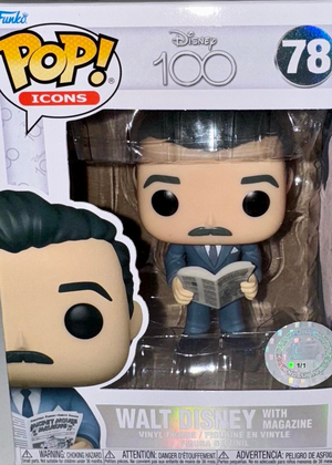 Walt Disney Funko Pop Icons Tone Rodriguez Artwork Sig Series #78 Limited "Walt w/Magazine" - 1 of 1