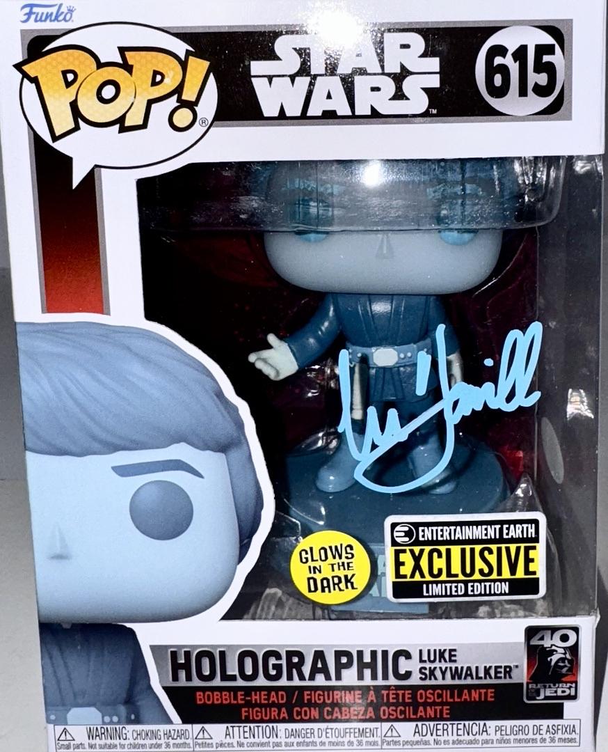 Mark Hamill Signed Funko Pop #615 Holographic Luke Skywalker (Star Wars) *RARE* - JSA COA