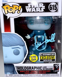 Mark Hamill Signed Funko Pop #615 Holographic Luke Skywalker (Star Wars) *RARE* - JSA COA