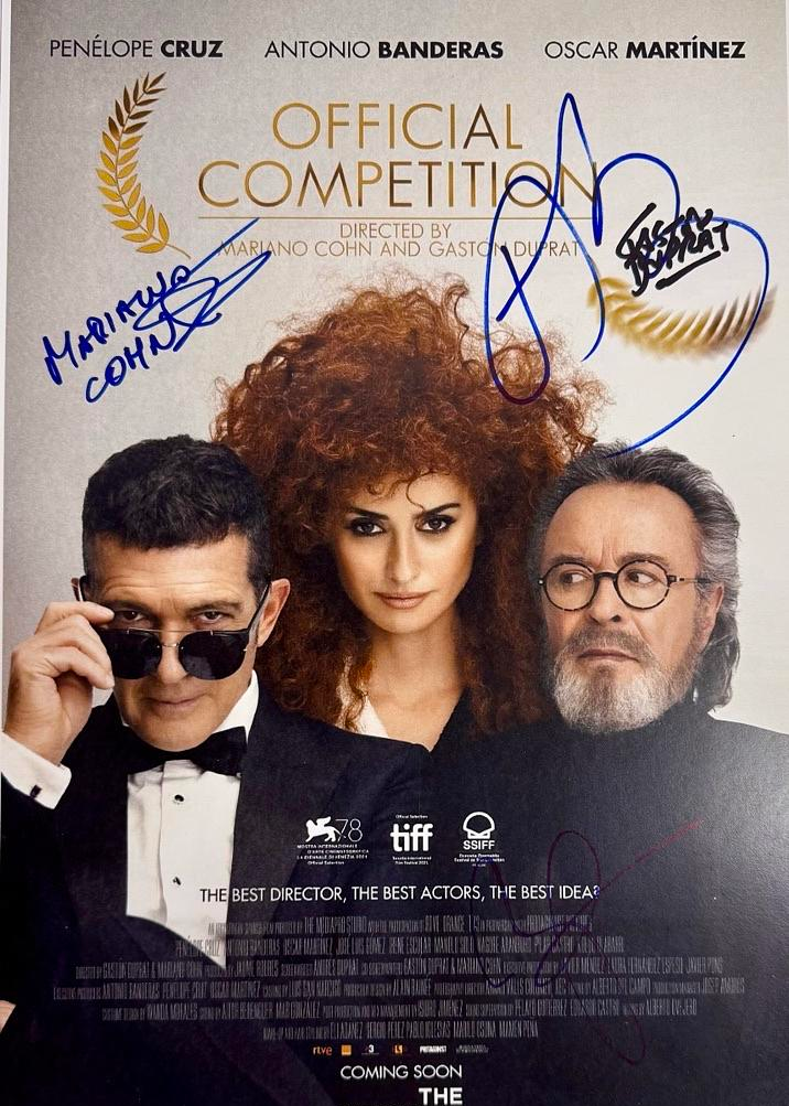 Antonio Banderas, Penelope Cruz, Mariano Cohn, Gaston Duprat, Signed 11x17 Photo (Official Competition) *RARE* - ACOA