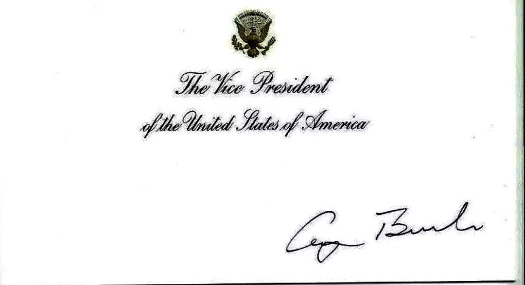 George Bush Signed Vice President Seal Card - JSA COA w/full letter of authenticity