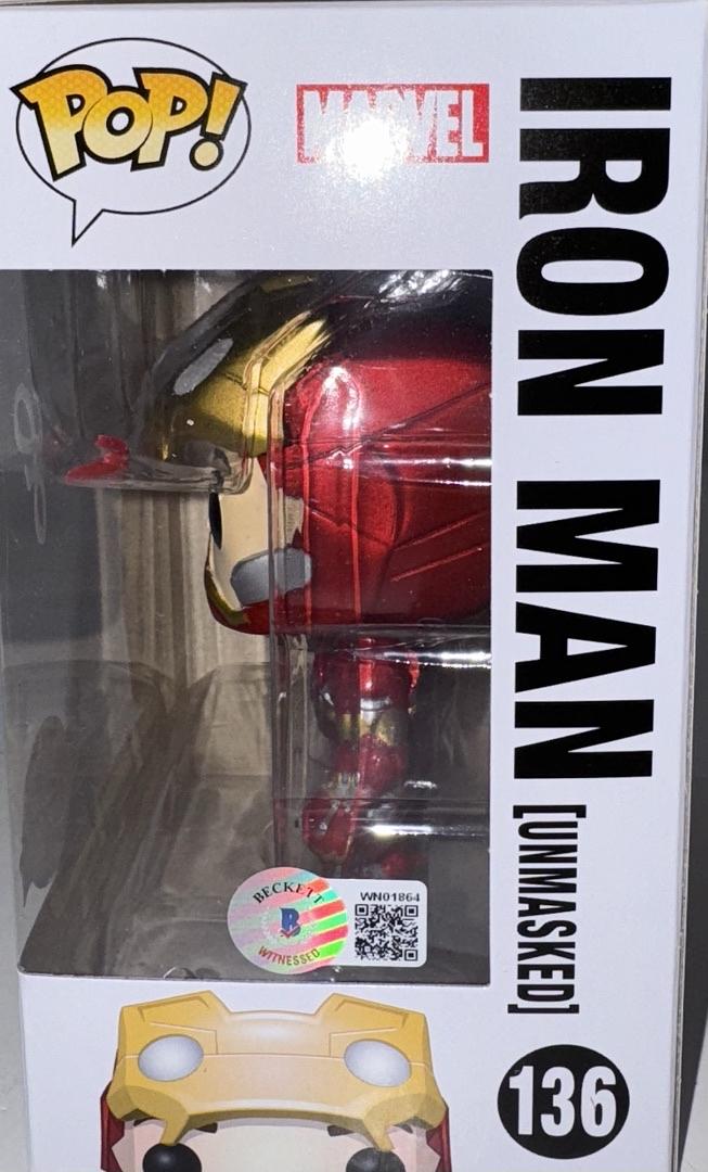 Robert Downey Jr. Signed Funko Pop #136 Iron Man (Avengers Civil War)  - Beckett COA