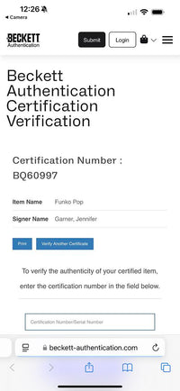 Jennifer Garner Signed Funko Pop #1498 "Elektra" Deadpool & Wolverine - Beckett COA #03
