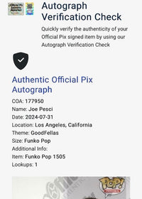 Joe Pesci Signed Funko Pop #1505 "Tommy Devito" Goodfellas - Official Pix