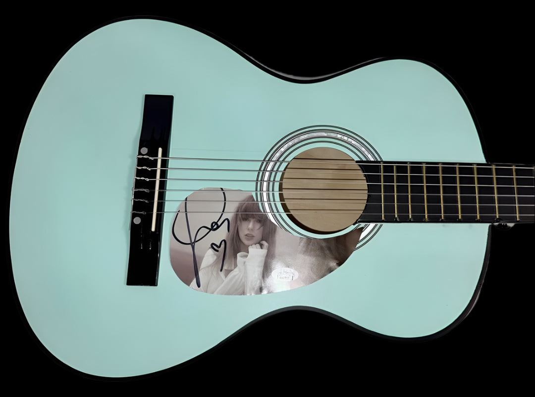 Taylor Swift Signed Teal Guitar - JSA COA #06
