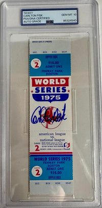 Carlton Fisk Signed 1975 World Series Game 2 Ticket  - PSA COA Autograph Grade 10