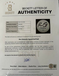 Ron DeSantis Signed Presidential Seal Golf Ball - Beckett COA #02
