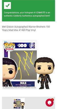 Mel Gibson Signed Funko Pop #1469 "Mad Max" (Yellow Ink) - Celebrity Authentics #5