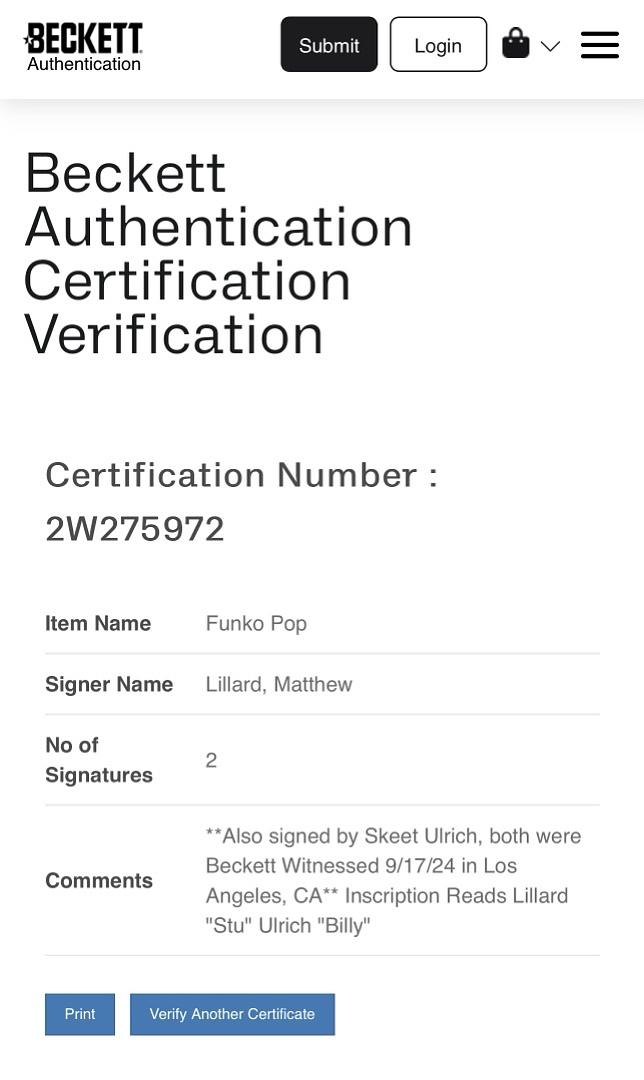 Matthew Lillard & Skeet Ulrich Signed Funko Pop #1607 "Ghost Face" (Scream) - Beckett COA #03#
