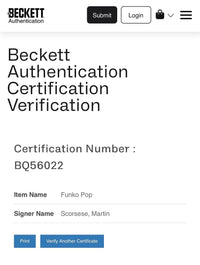 Martin Scorsese Signed Funko Pop #1862 "Sam Rothstein" (Casino) - Beckett COA #01