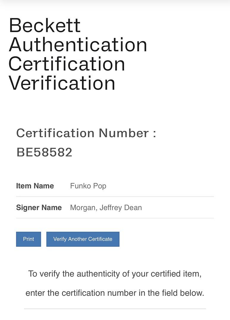 Jeffrey Dean Morgan Signed Funko Pop #1158 "Negan" (Walking Dead) - Beckett COA #01