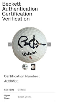 Barack Obama Signed Golf Ball *RARE* - Beckett COA w/full letter of authenticity