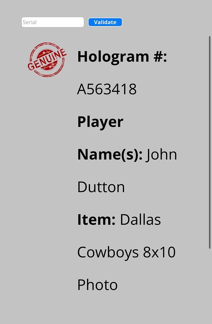 John Dutton Signed 8x10 Photo Dallas Cowboys - Schwartz COA