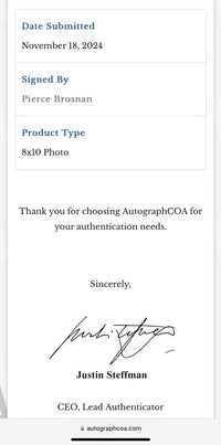 Pierce Brosnan Signed 8x10 Photo (James Bond) - ACOA