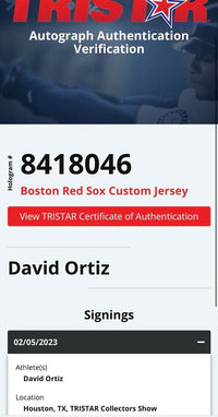 David Ortiz Autographed Custom Grey Red Sox Jersey -  TriStar COA #03