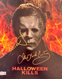 James Jude Courtney & Jamie Lee Curtis 11x17 Photo (Halloween) - Beckett COA