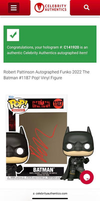 Robert Pattinson Signed Funko Pop #1187 The Batman - Celebrity Authentics