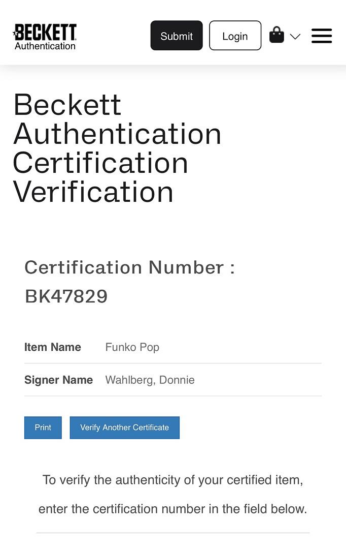 Donnie Wahlberg Signed Funko Pop #312 "Donnie" (NKOTB) - Beckett COA