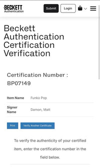 Matt Damon Signed Funko Pop #1269 "Frost Giant Loki" (Infinity Saga) - Beckett COA