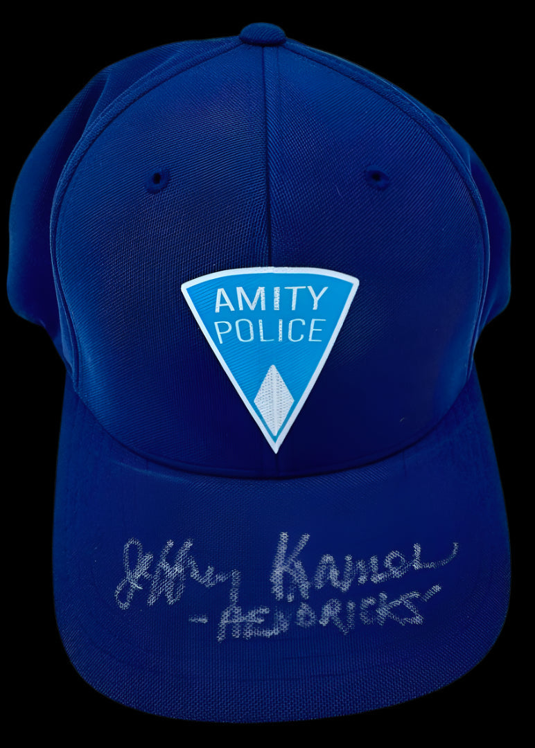 Jeffrey Kramer Signed Amity Police Hat (Jaws) w/character name *RARE* - Beckett COA