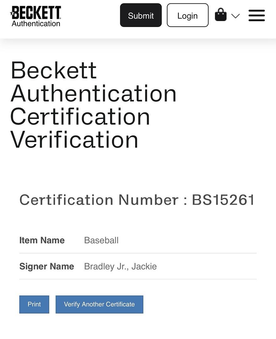 Jackie Bradley Jr. Autographed Rawlings Official 2018 World Series Baseball -  Beckett COA #01