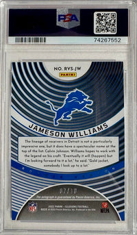 2022 Jameson Williams Panini Illusions Rookie Vision Signed Slabbed Card - PSA 9