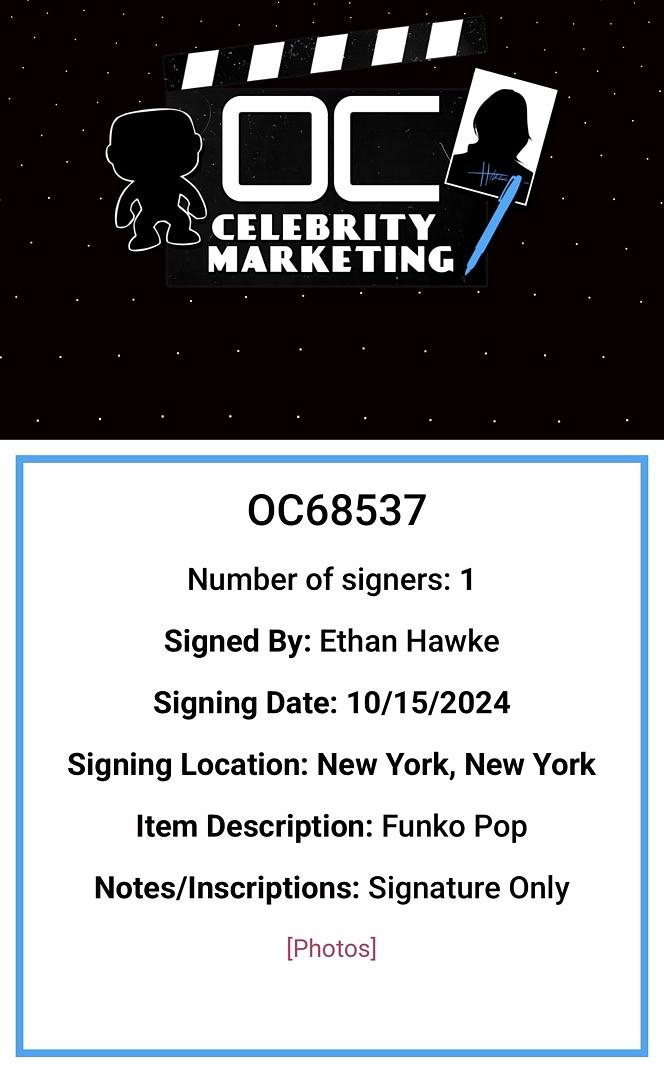 Ethan Hawke Signed Funko Pop #1489 "The Grabber" (Black Phone) - OC Celebrity Marketing