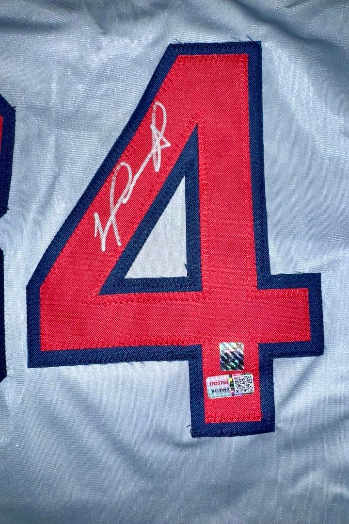 David Ortiz Autographed Custom Grey Red Sox Jersey -  TriStar COA #02