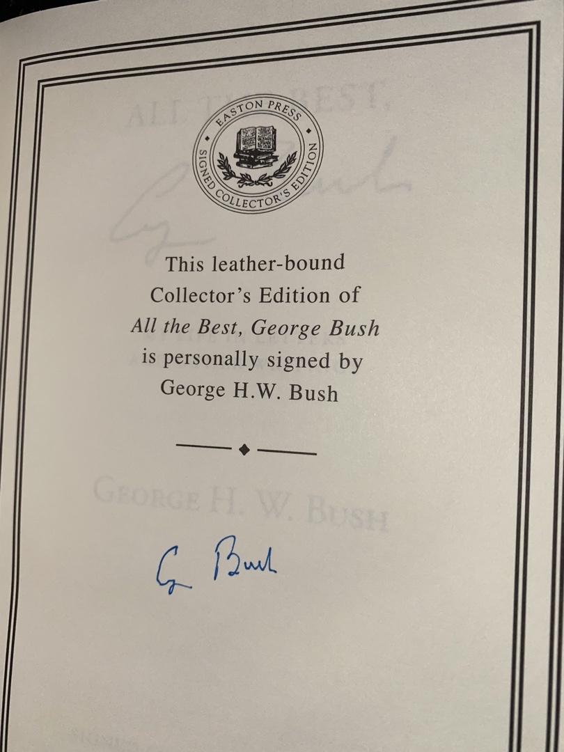 George Bush Autographed Book All the Best Easton Press (Blue Binding) - #01