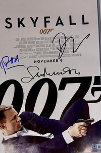 Daniel Craig, Javier Bardem, Sam Mendes Signed 11x17 (James Bond Skyfall) *RARE* - Beckett COA