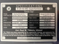 Paul Tibbets signed lucite block with signed picture on one side and Enola Gay Specifications on the verso - Beckett COA