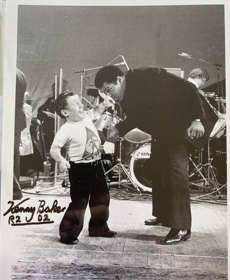 Kenny Baker (Star Wars) signed 8x10 (w/Muhammad Ali) - Beckett COA