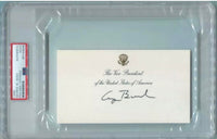 George Bush Signed Slabbed Vice-Presidential Card - PSA slabbed and JSA COA w/full letter of authenticity
