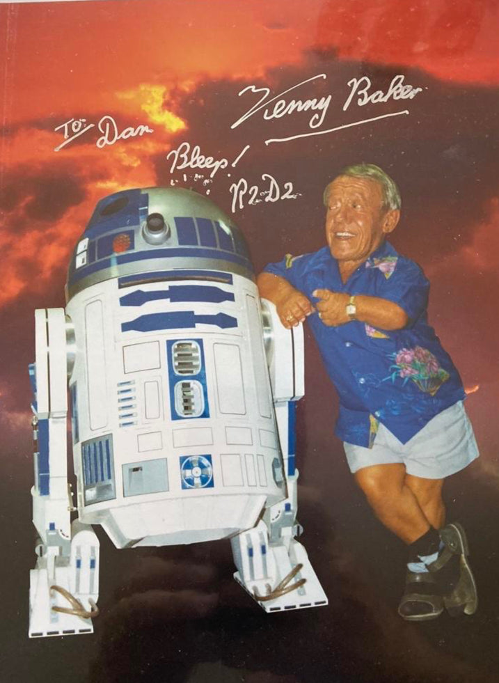 Kenny Baker (Star Wars) signed, inscribed 8x10 - Beckett COA