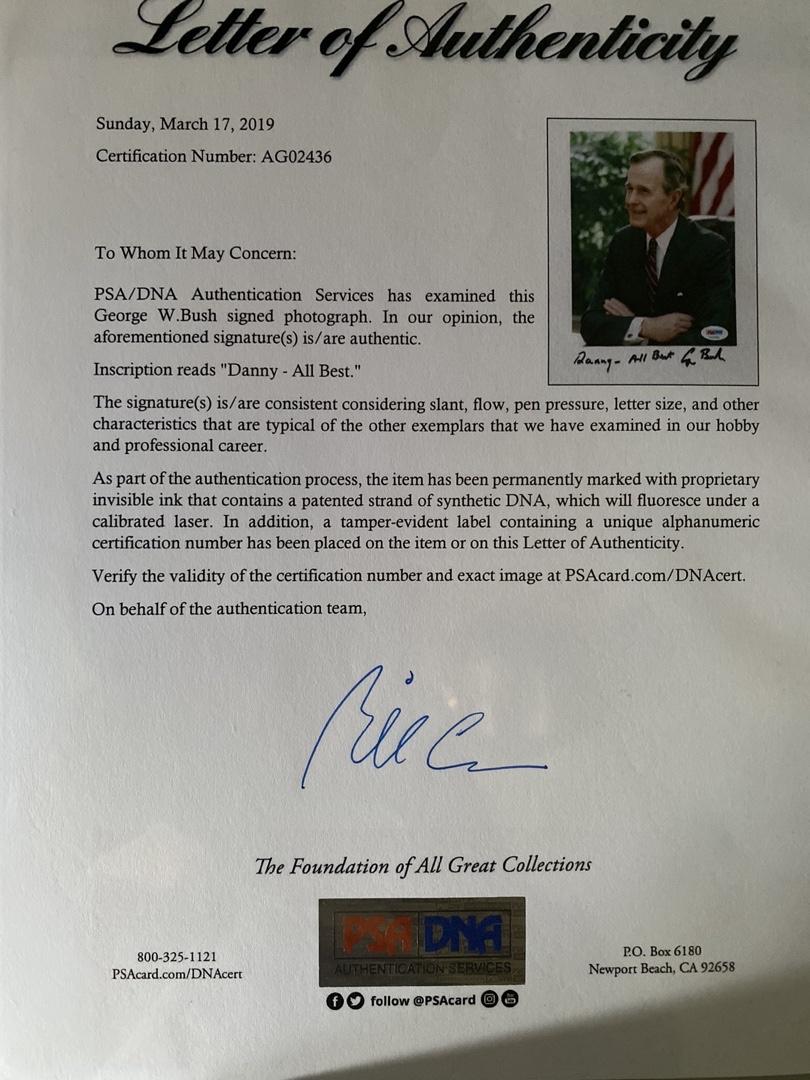 President George Bush Signed, inscribed 8x10 Photo - PSA COA w/full letter of authenticity