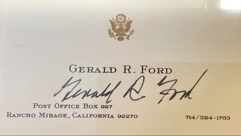 Gerald Ford signed Presidential slabbed business card *RARE* - SGC COA A graded