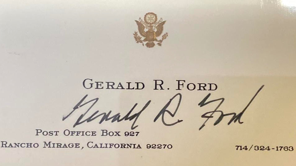 Gerald Ford signed Presidential slabbed business card *RARE* - SGC COA A graded