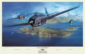 "Avengers of the Philippines" 37x24 limited edition (192/450) print signed by 7 of President George Bush's wingmen