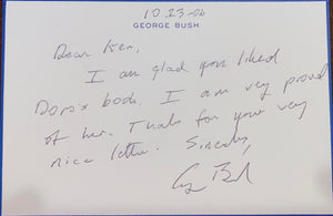 George HW Bush handwritten signed note on Personal Card - Beckett COA w/full letter of authenticity