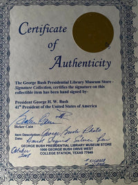 President George Bush Signed Linen 8x10 Photo - Bush Presidential Library COA