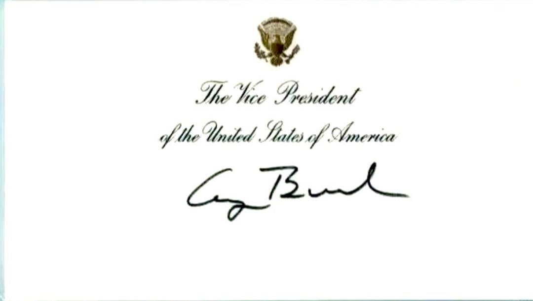 George Bush Signed Slabbed Vice-Presidential Card - PSA slabbed and JSA COA w/full letter of authenticity
